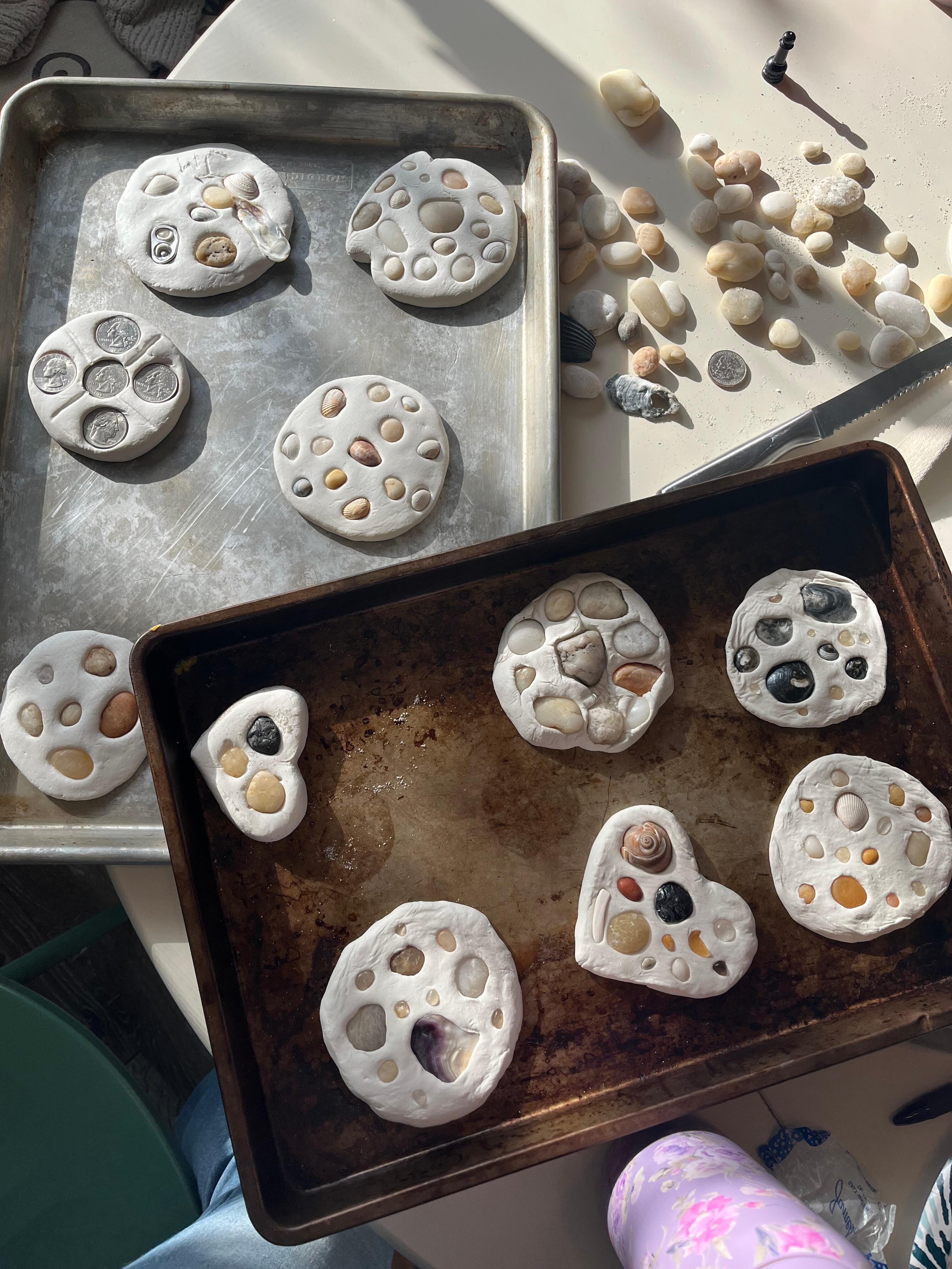 Kitchen- we used air dry clay & local shells & rocks