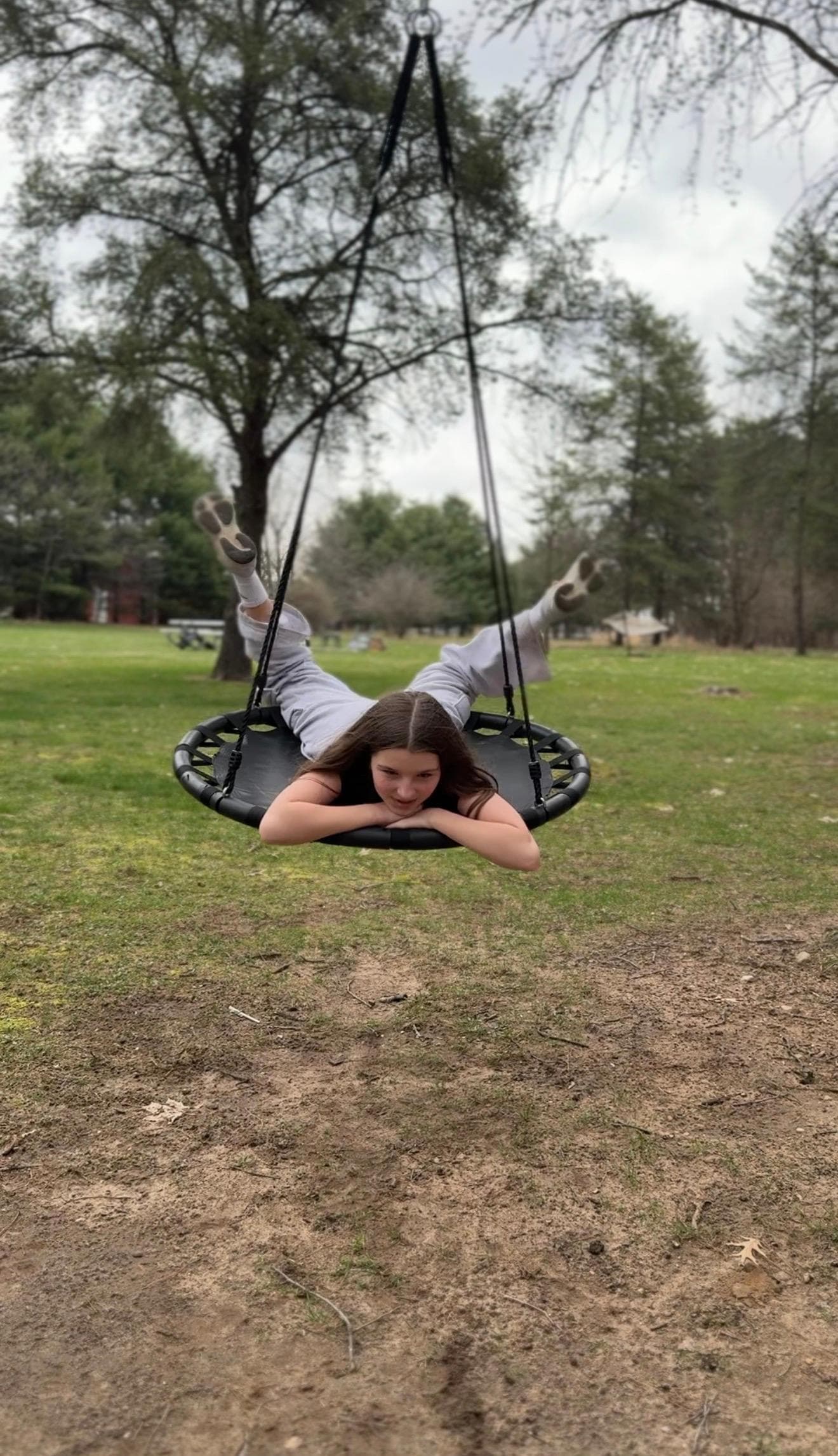 Tree swing is even a hit for the teen