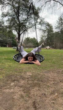Tree swing is even a hit for the teen