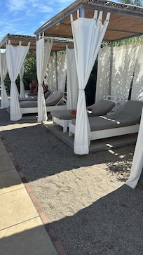 Cabanas by one of the three pools