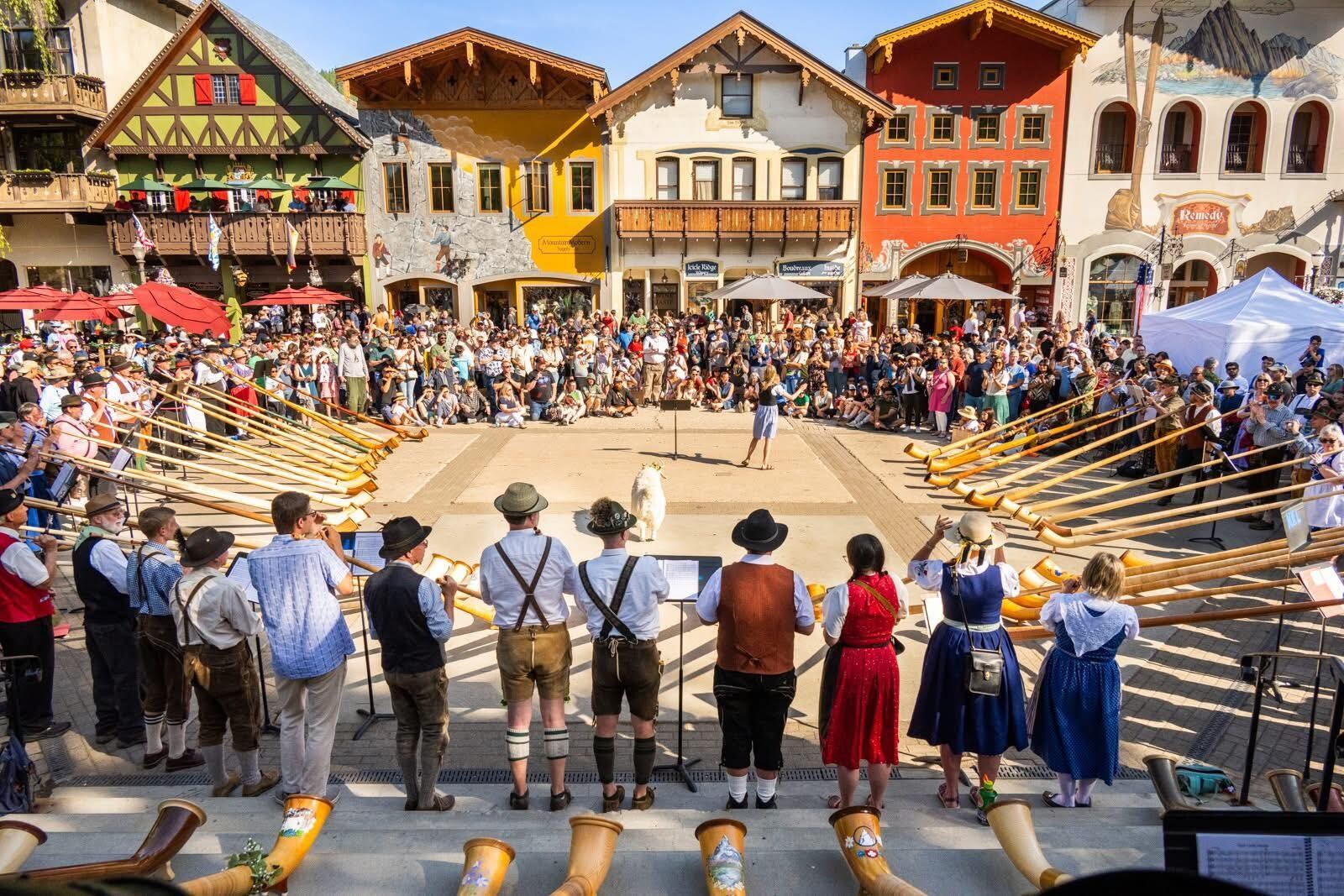Alphorn performance at the Gazebo.