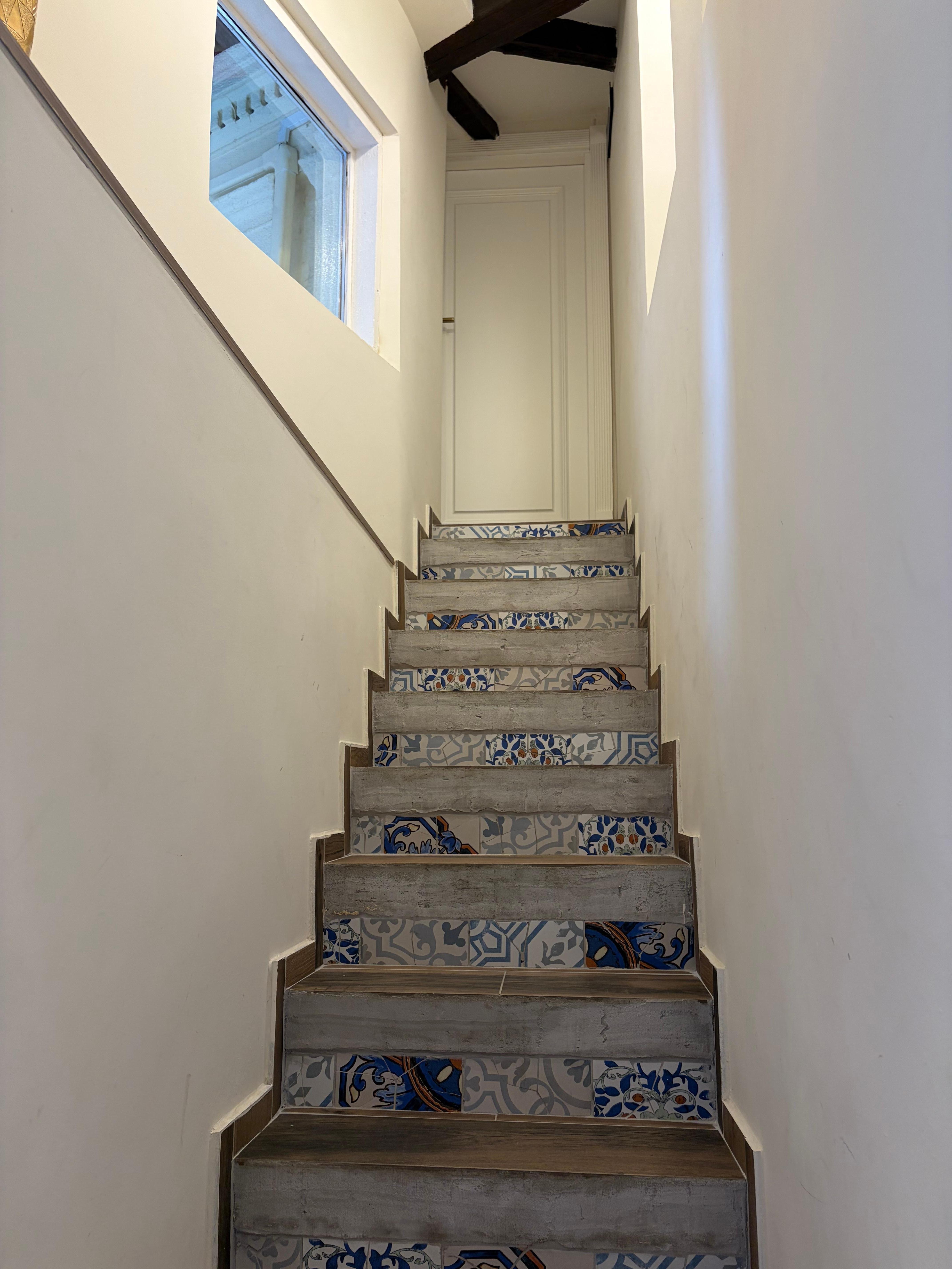 Steep stairs to room