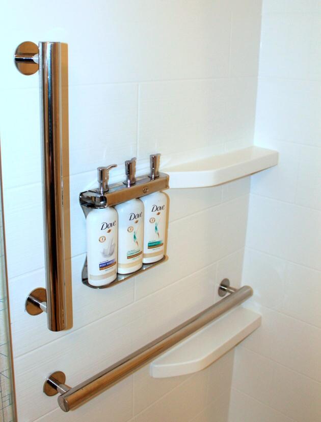 shower with products in accessible room 