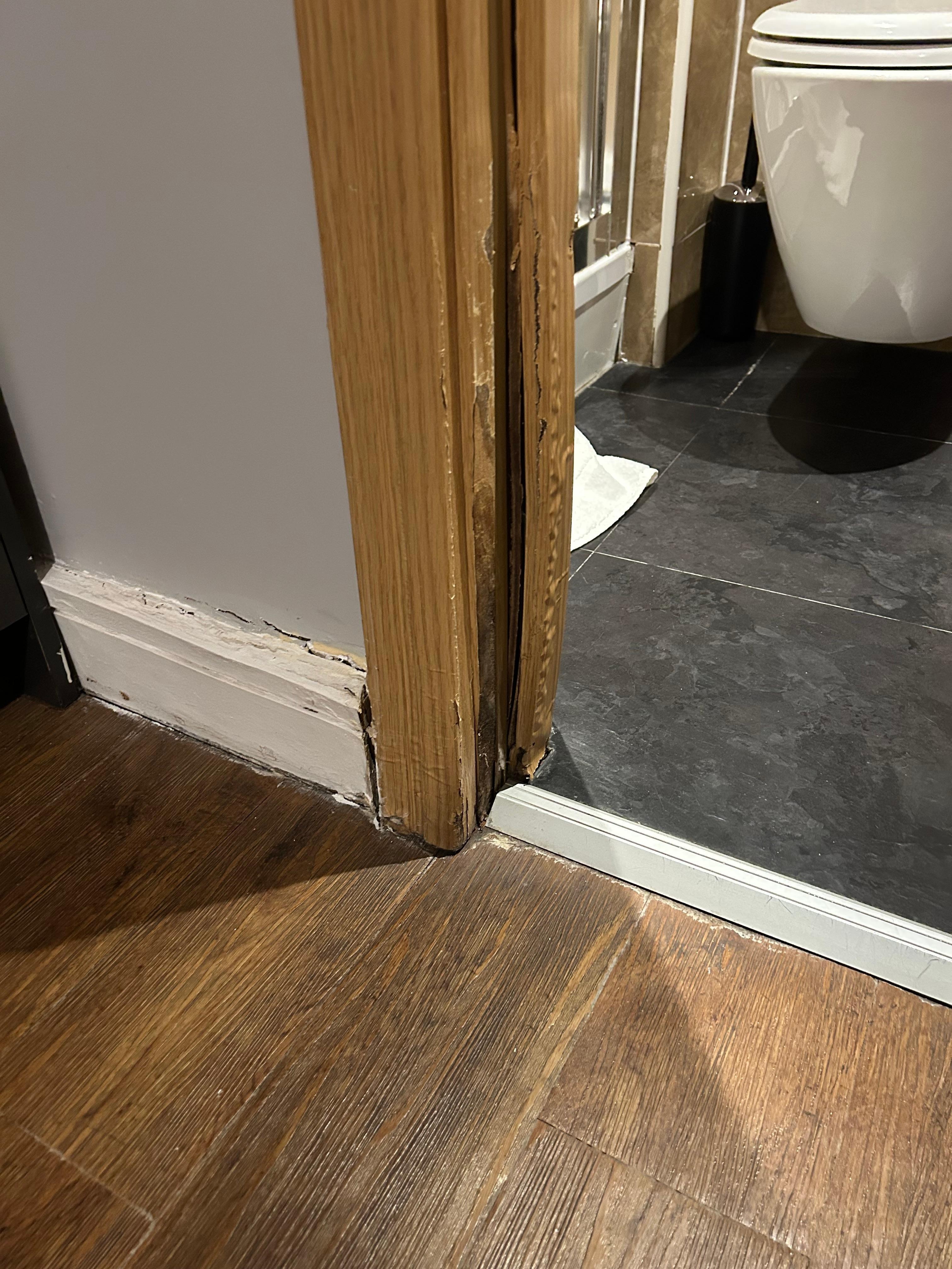 Not really penthouse quality here with rotten door surrounds