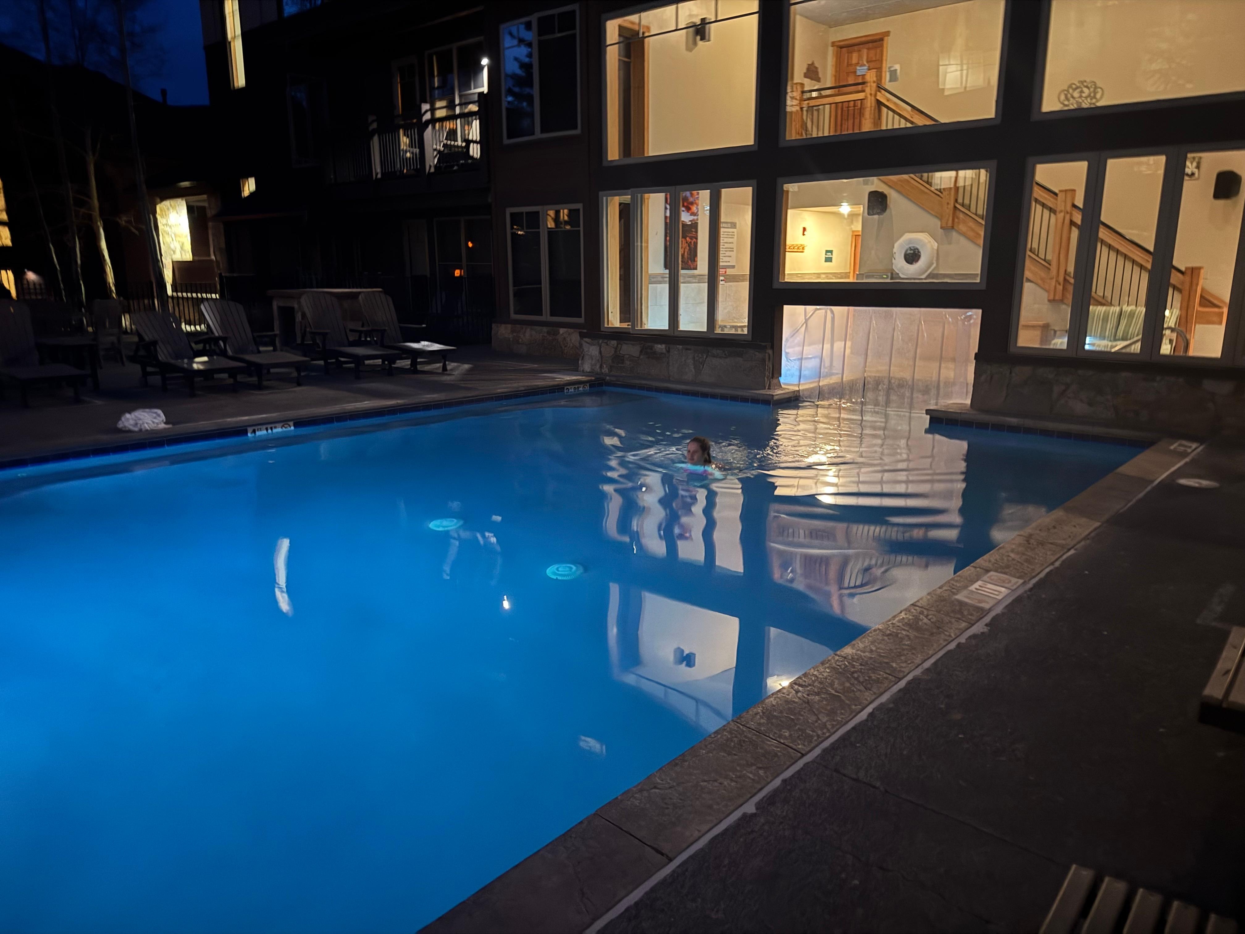 One of the indoor/ outdoor heated pools. 