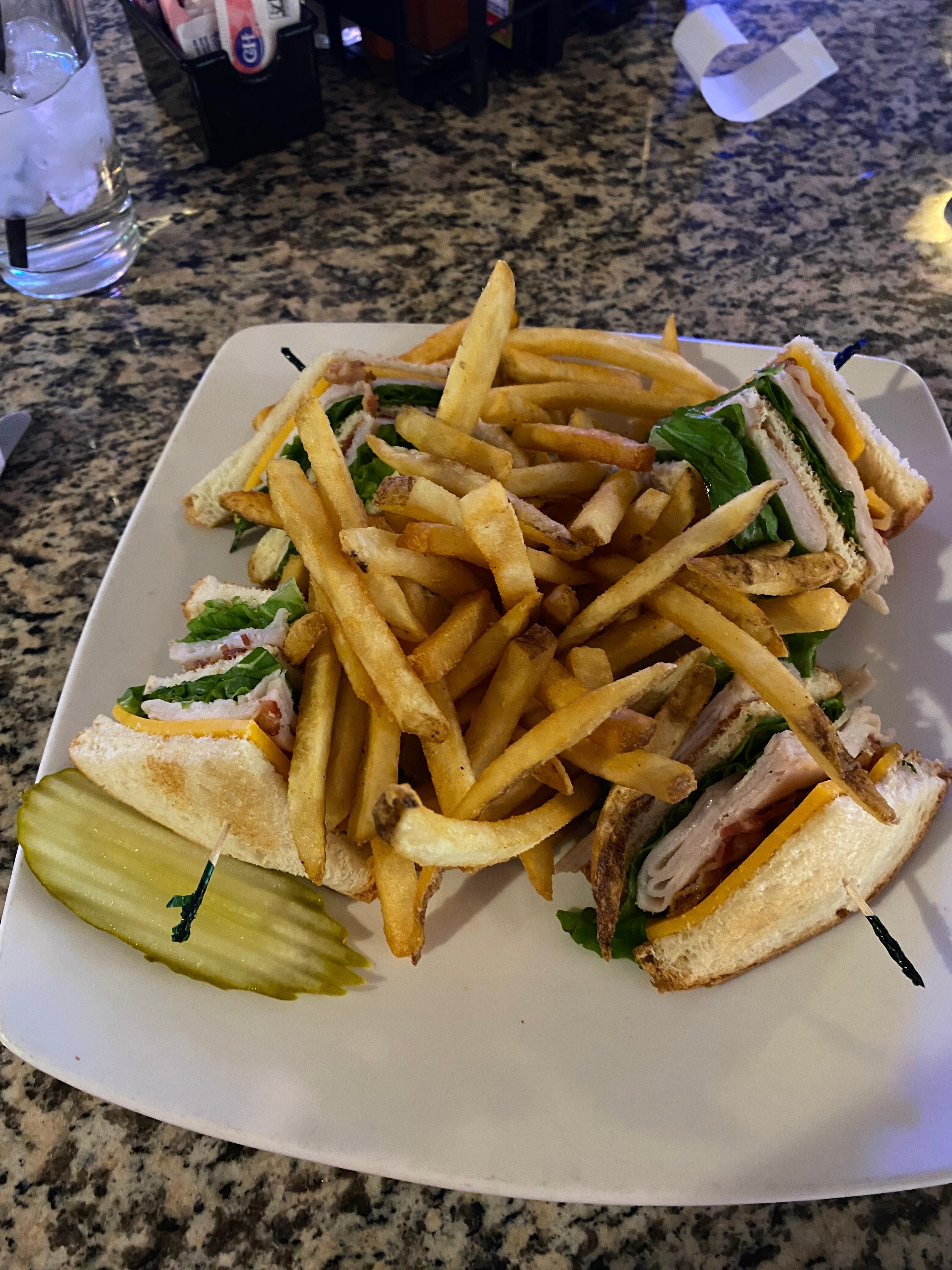 Meal was great, fries were nice and fresh. Would have been better if bartender listened when I said bread not toasted so roof of my mouth got scratched up.