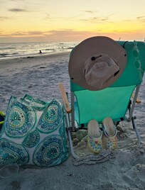 On the beach in front of the Surf Song