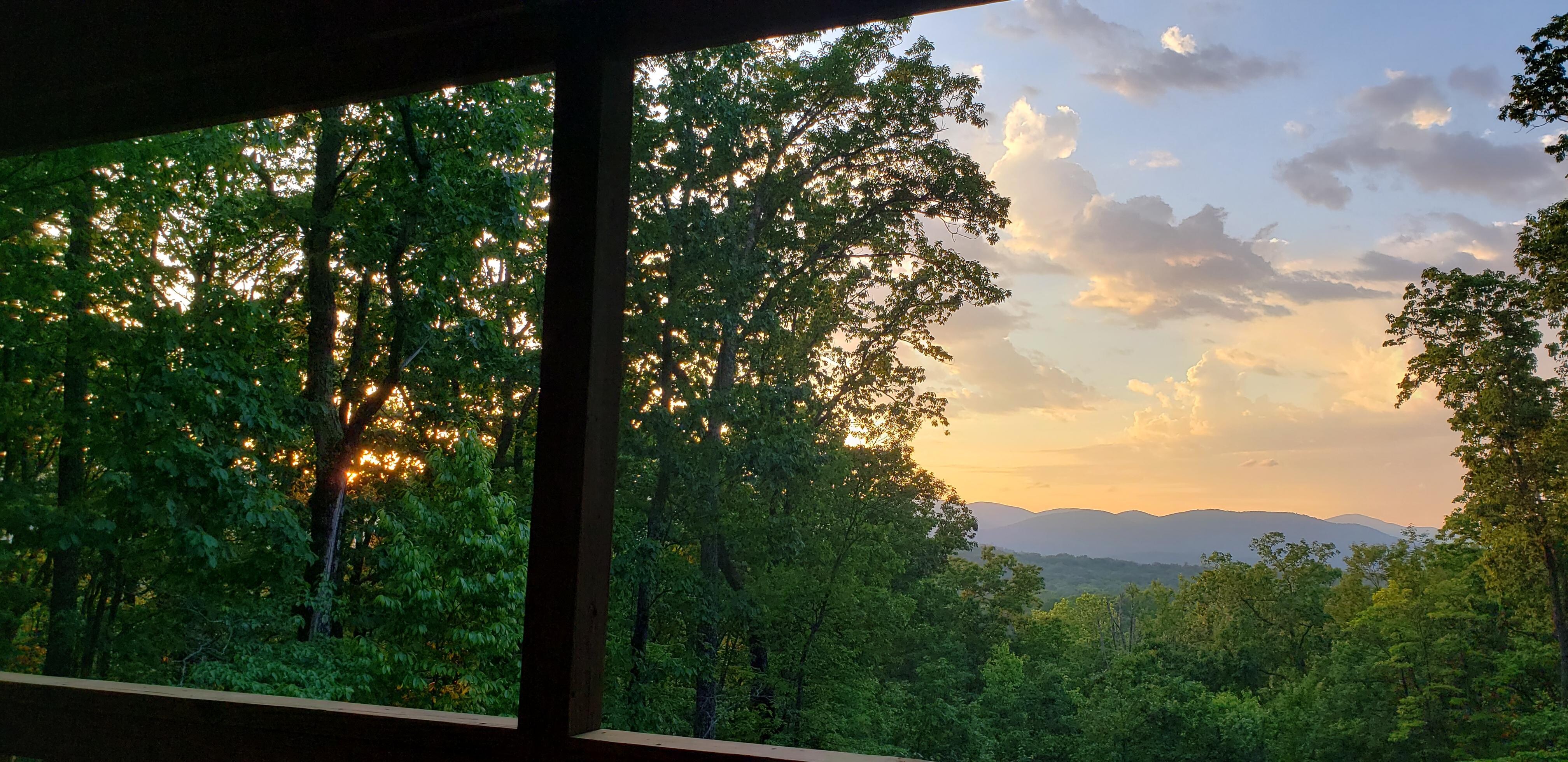 Beautiful view from the upstairs deck at sunset