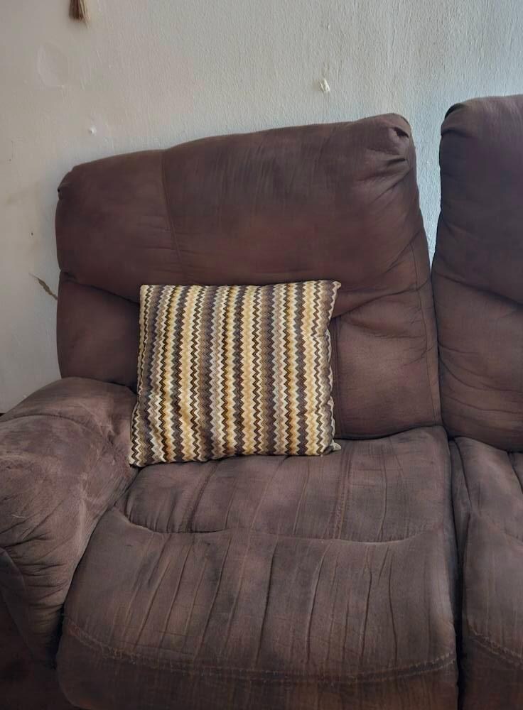 Broken couch; it was this way when we arrived