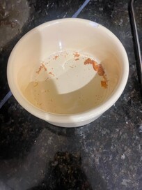 Crumbs and old food all over the breakfast area.