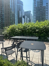 A lovely outdoor terrace with an amazing menu
