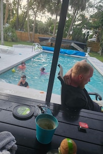 The pool and some of the patio area.