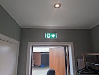 Bright LED emergency exit light.
