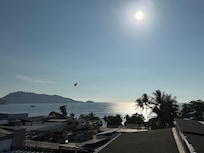 View from rooftop pool/bar area.