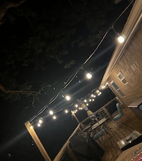 Patio at night. Very pretty and peaceful!