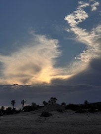 Sunset from beach right next to complex around 7:14pm on the 2nd week of April