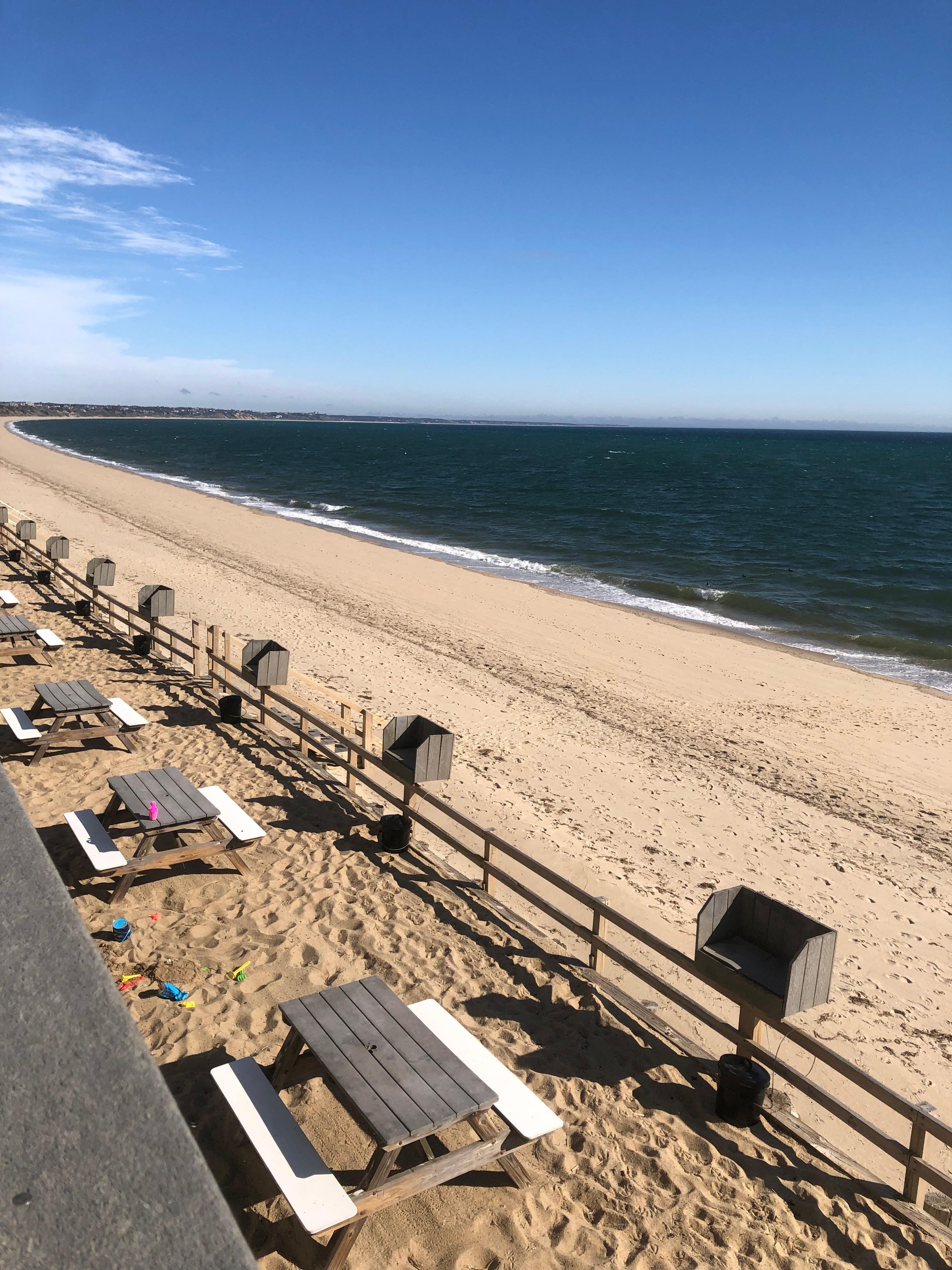 Beach below