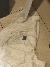 Room 604 floor wet as water ran behind tub to floor