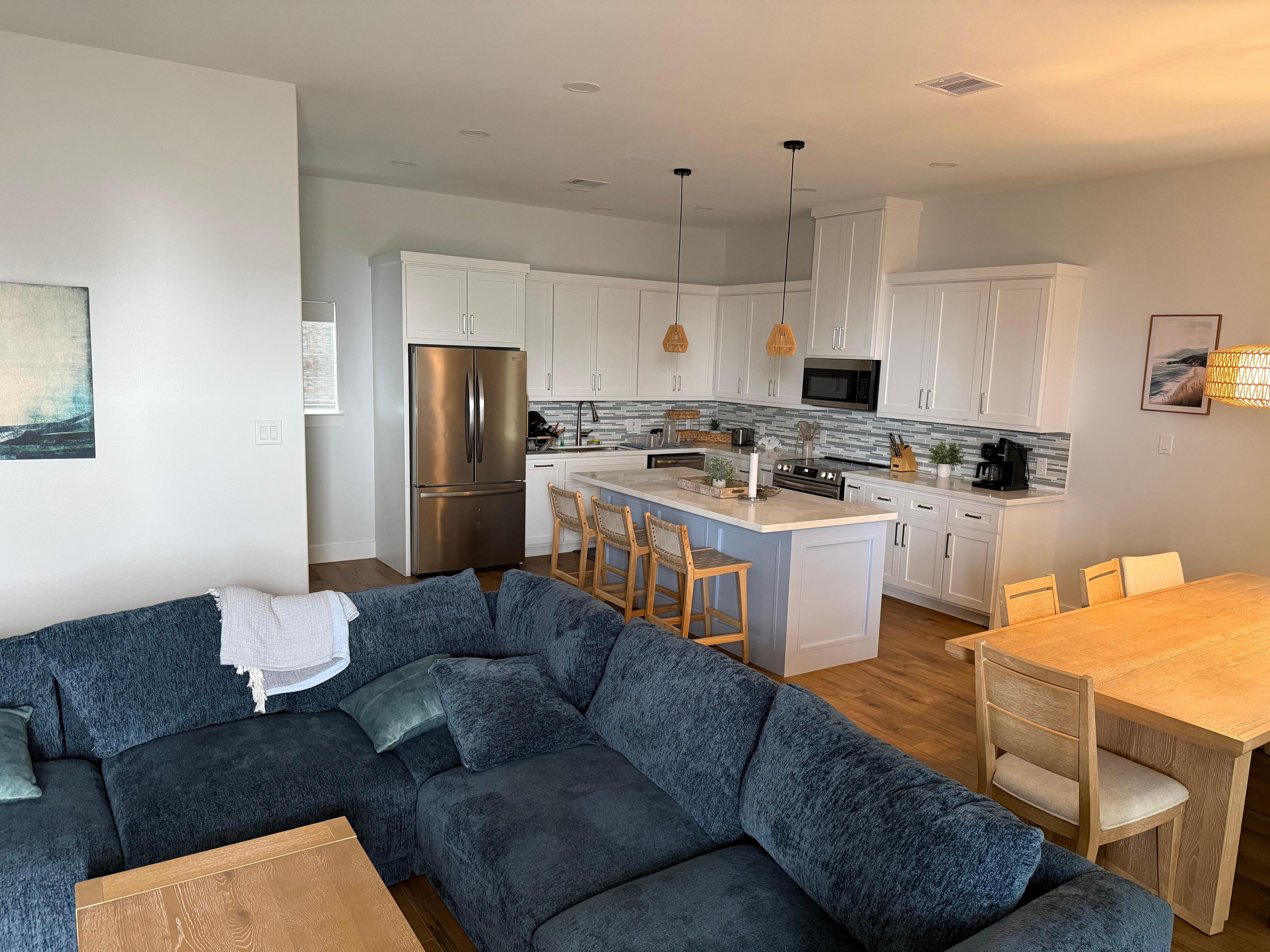 Living room kitchen dining