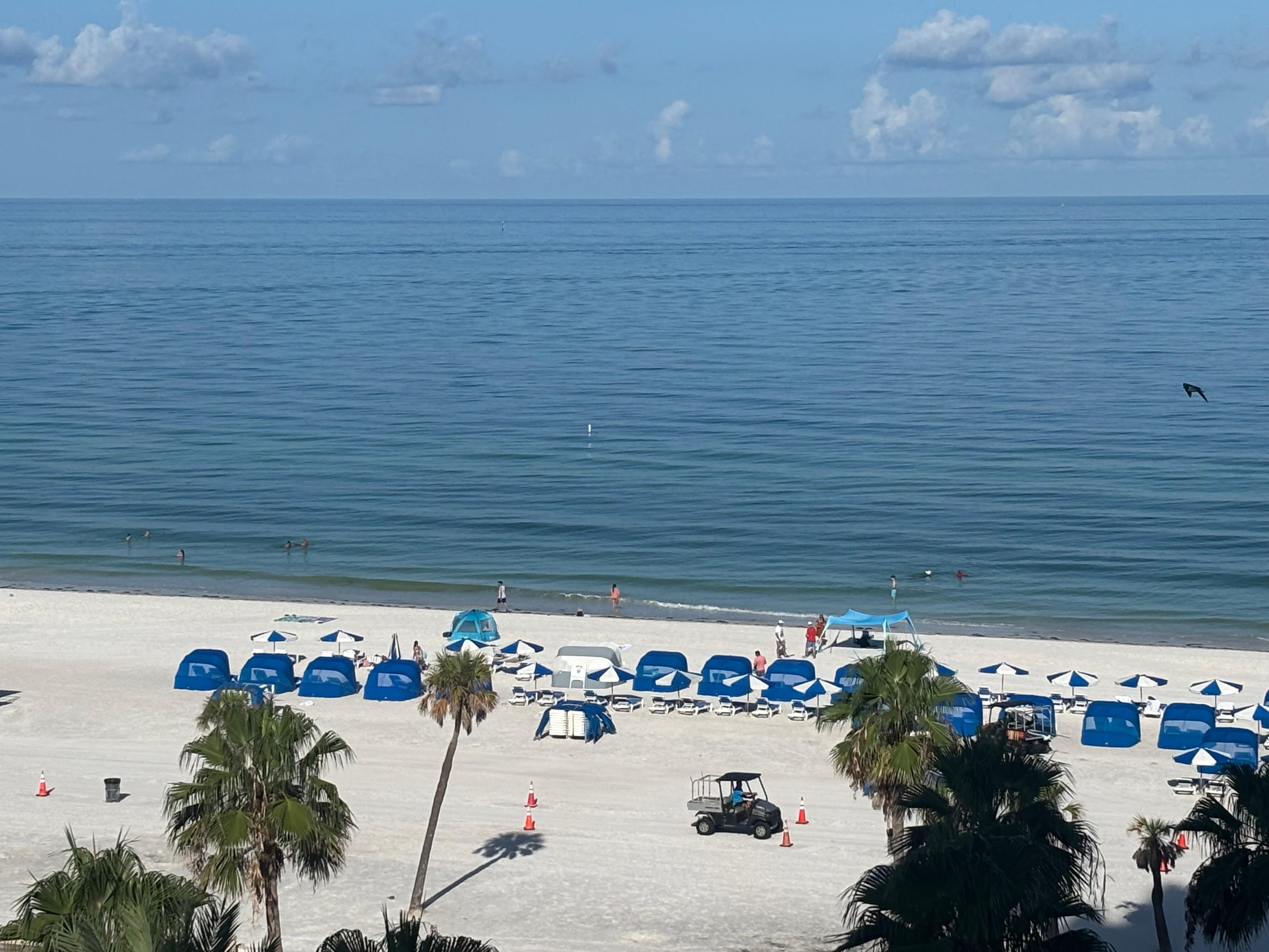 Beach directly across from hotel. Each room gets 2 loungers and an umbrella every day of your stay from 8:00 a.m.-5:00 p.m.
