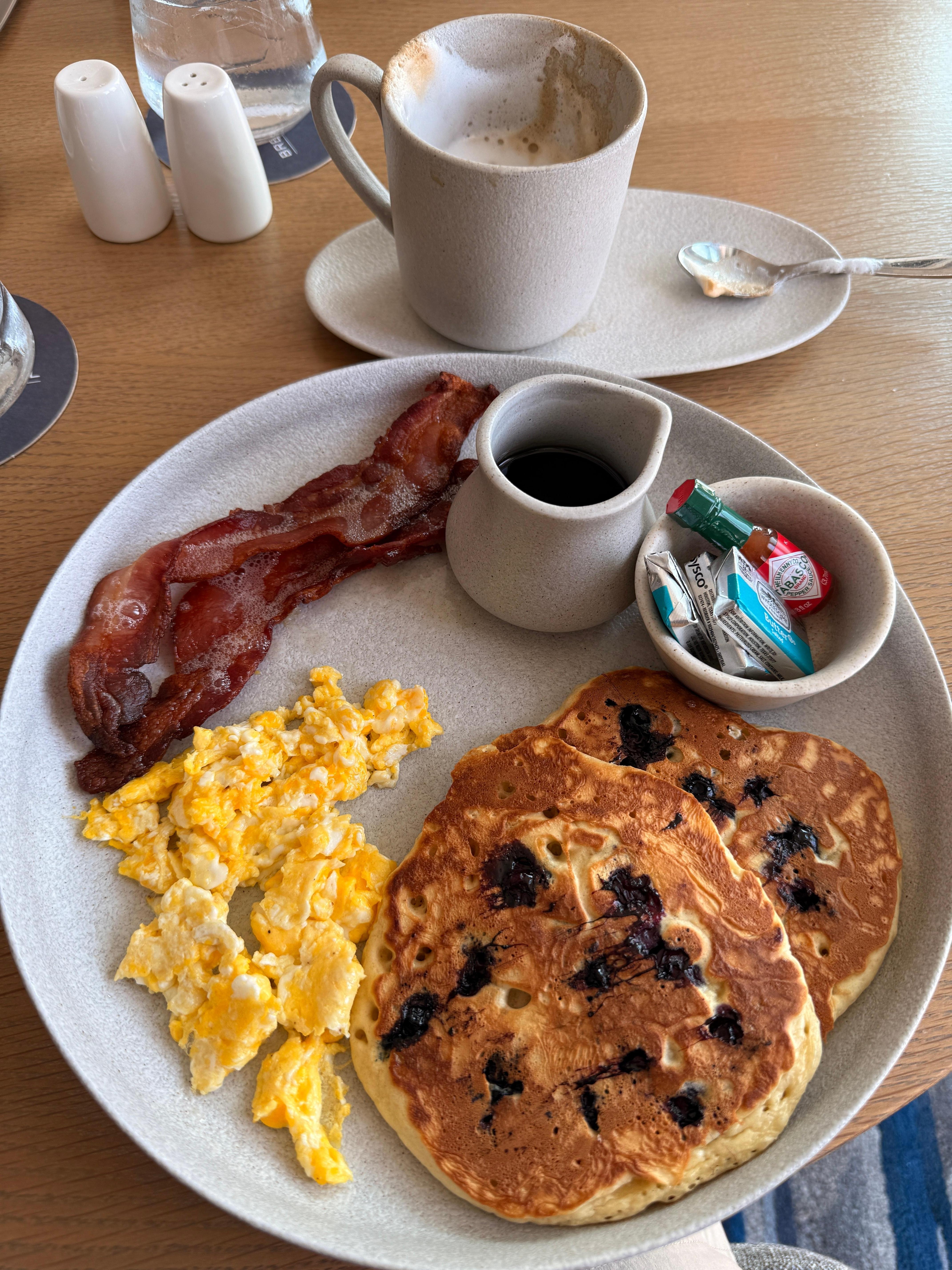 Breakfast. Great blueberry pancakes.
