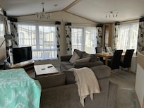 Nice verandah and parking at caravan with bin location nearby