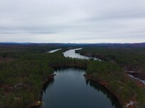 Drone footage of the beautiful lake.