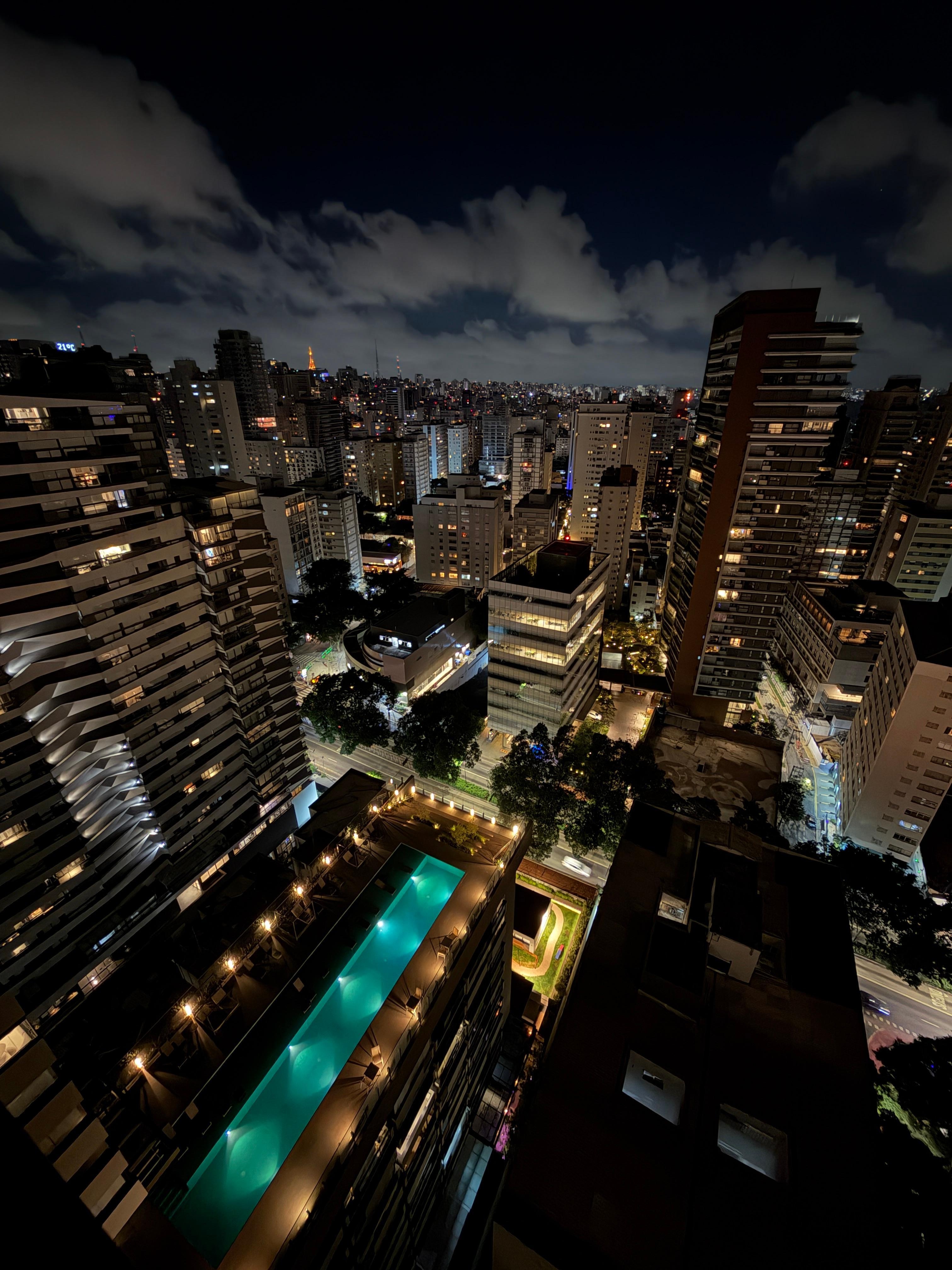View from balcony at night 