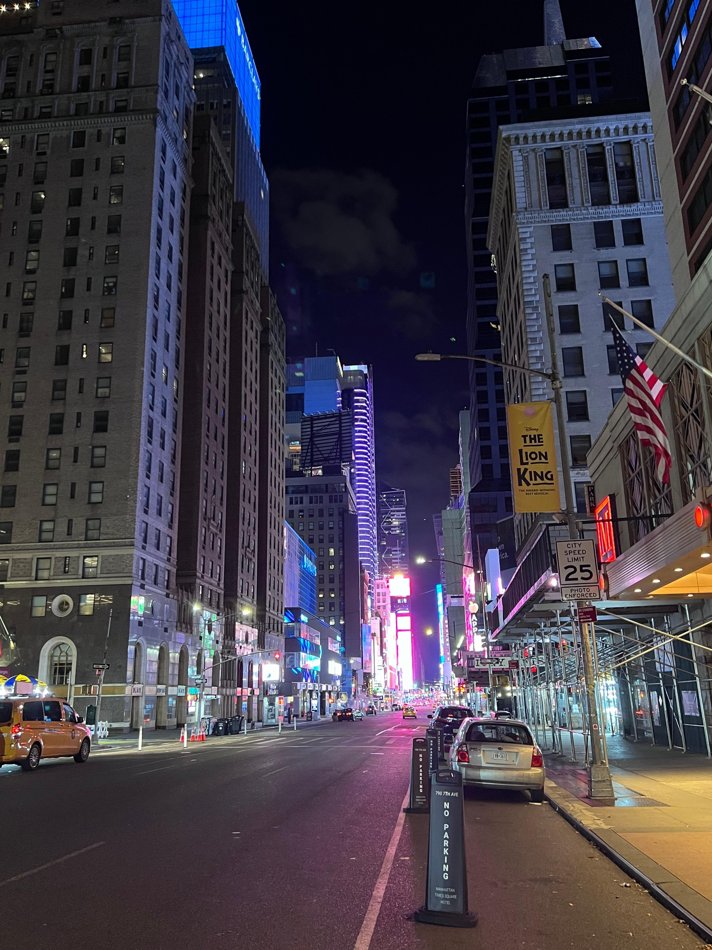 The view south from outside the front Lobby. Times Square just steps away. 
