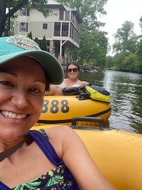 Gloria (mom) and Caylie tubing River Rat