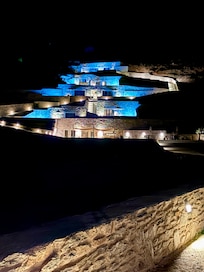 Hotel exterior at night