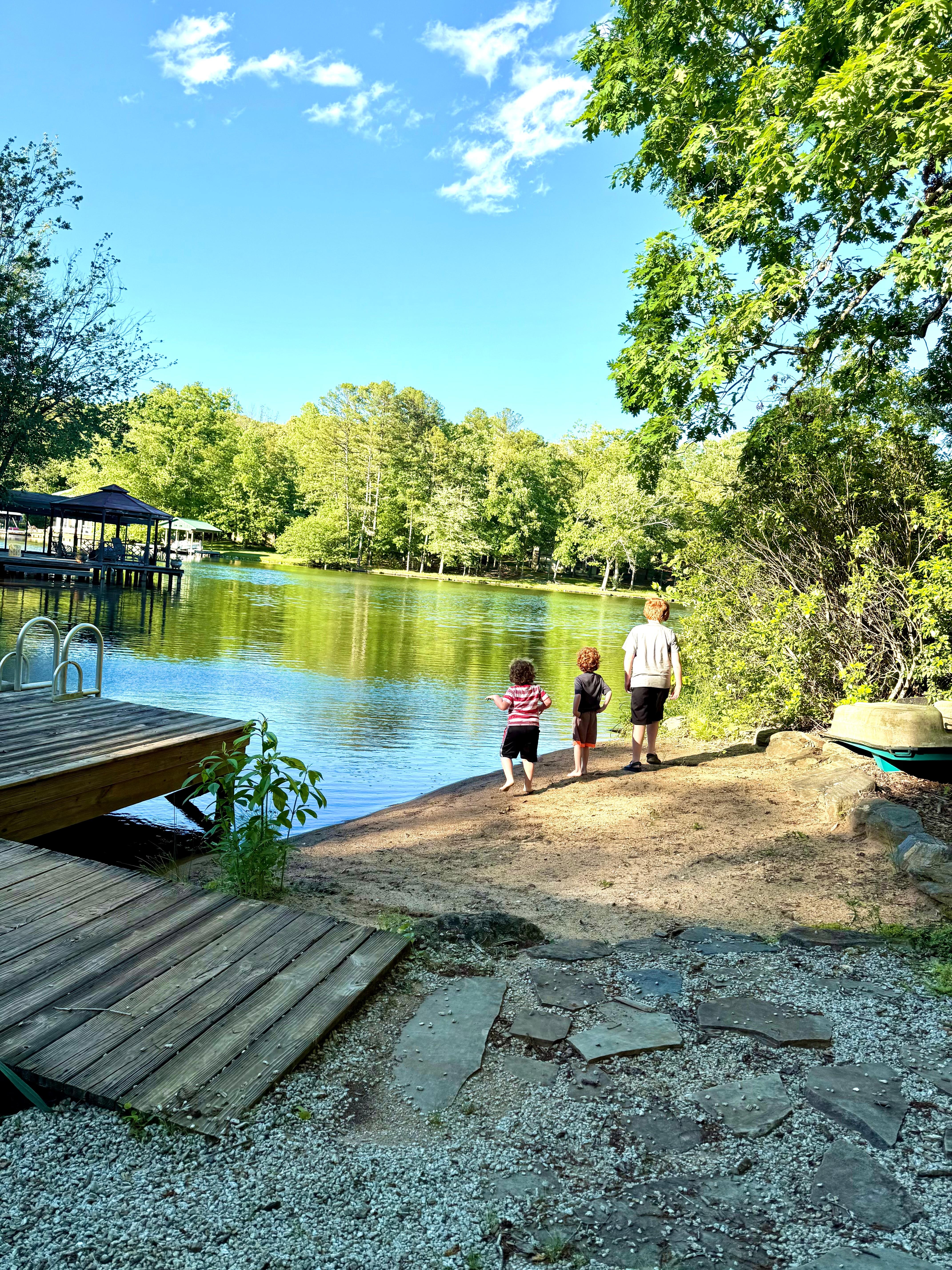 Our 3 boys excited about the lake upon our arrival! 