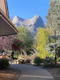 Just outside patio.