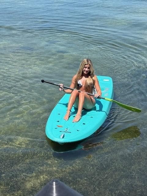 Rachel on the paddleboard.