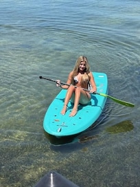 Rachel on the paddleboard.