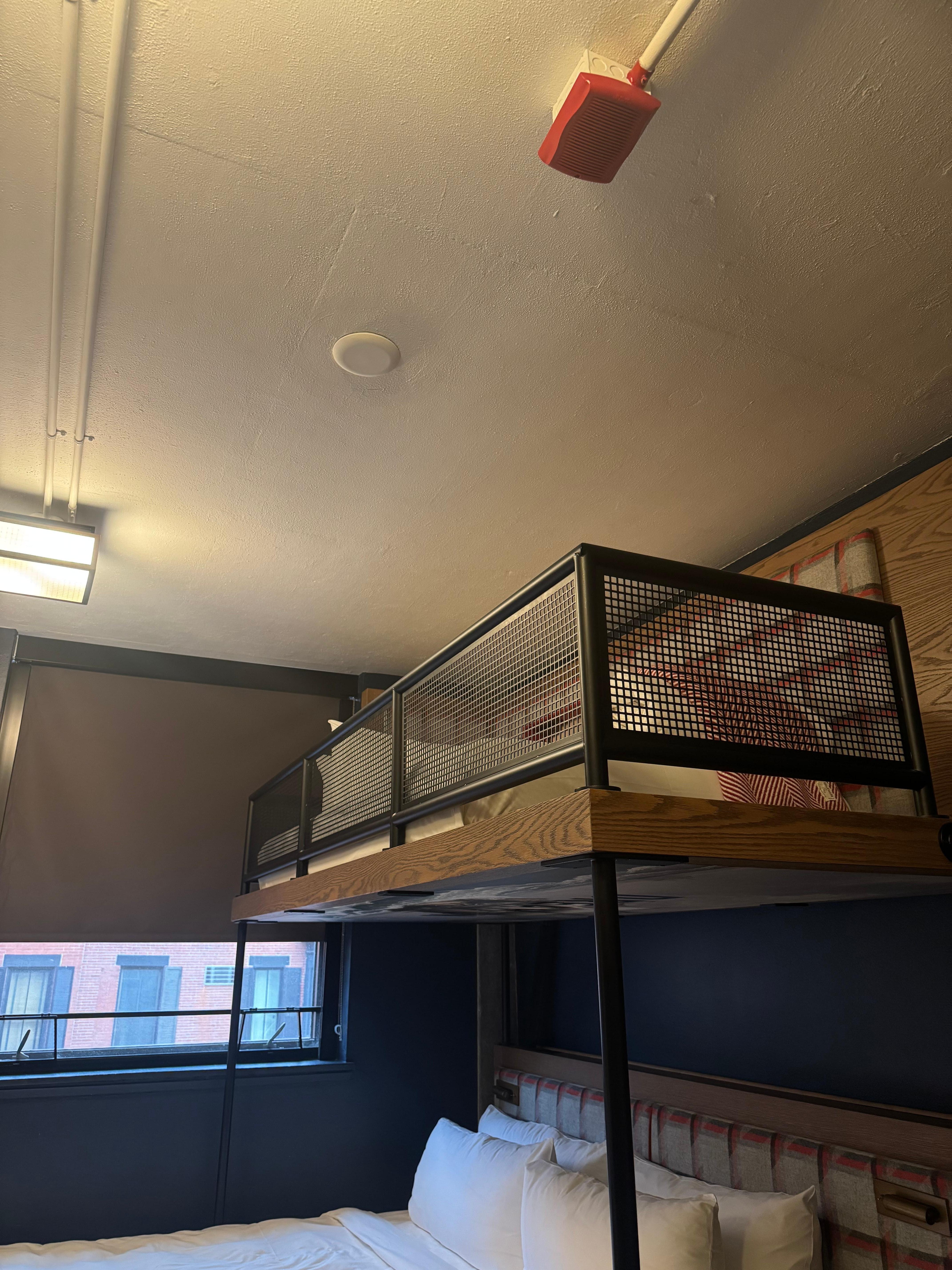 TRIPLE (1 King, 1 Twin Bunk): Bathroom down the hall rooms. 
This was the room I choose and I was great.