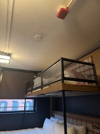 TRIPLE (1 King, 1 Twin Bunk): Bathroom down the hall rooms.
This was the room I choose and I was great.