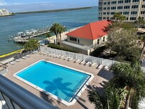 View of pool from balcony
