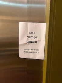 No urgency to repair the hotel’s only lift.
