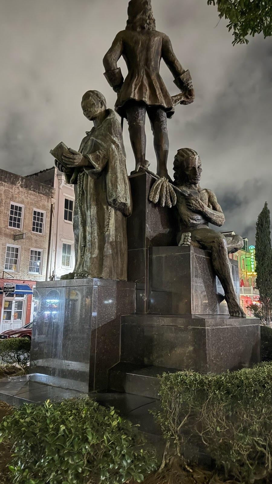 Enjoying historic landmarks and art near the hotel. 