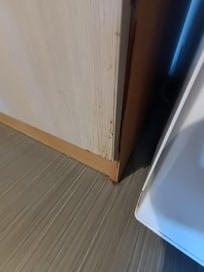 Kitchen is outdated and dirty in places