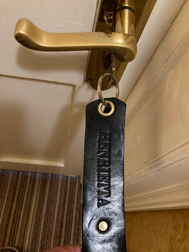 Rooms have names, not numbers, and charming leather key fobs