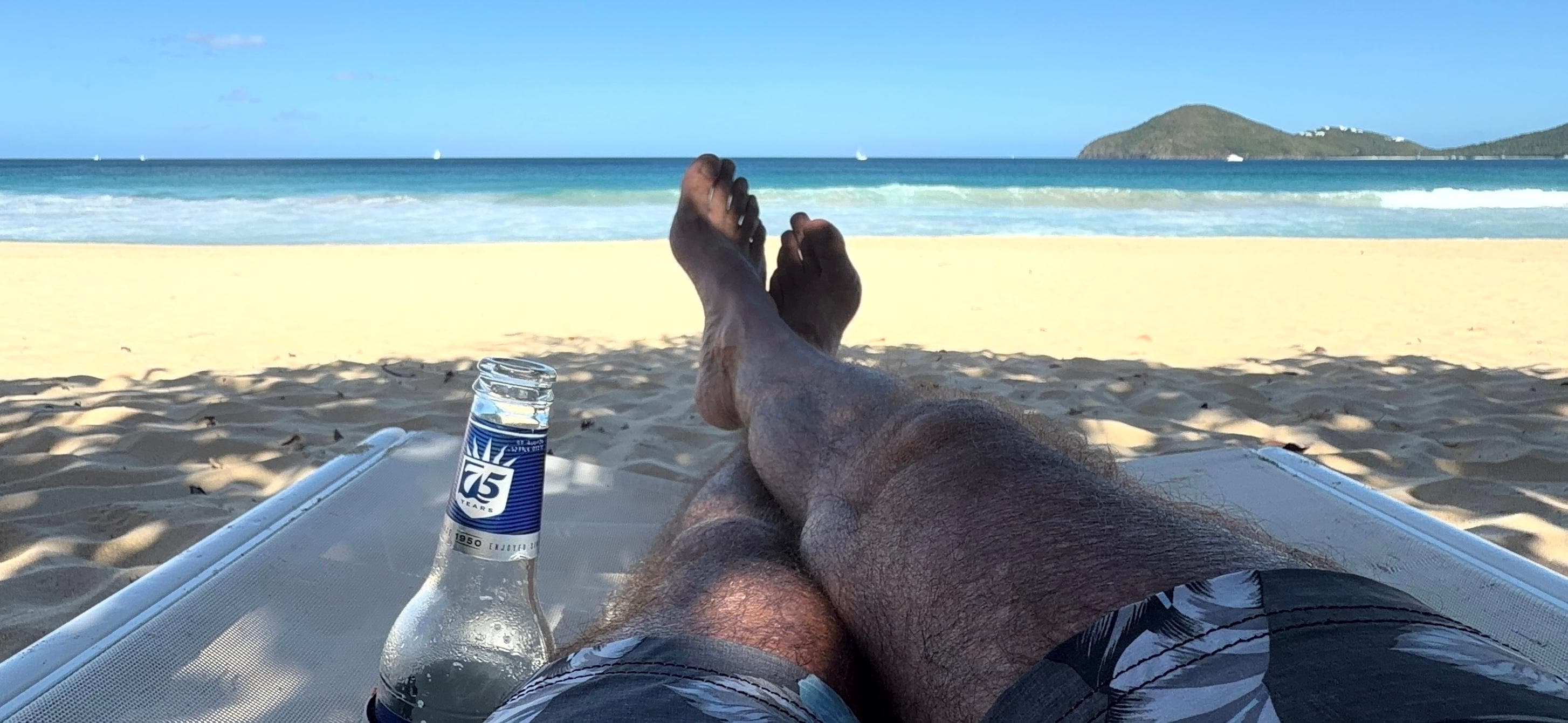 Lounging on the very nearby beach