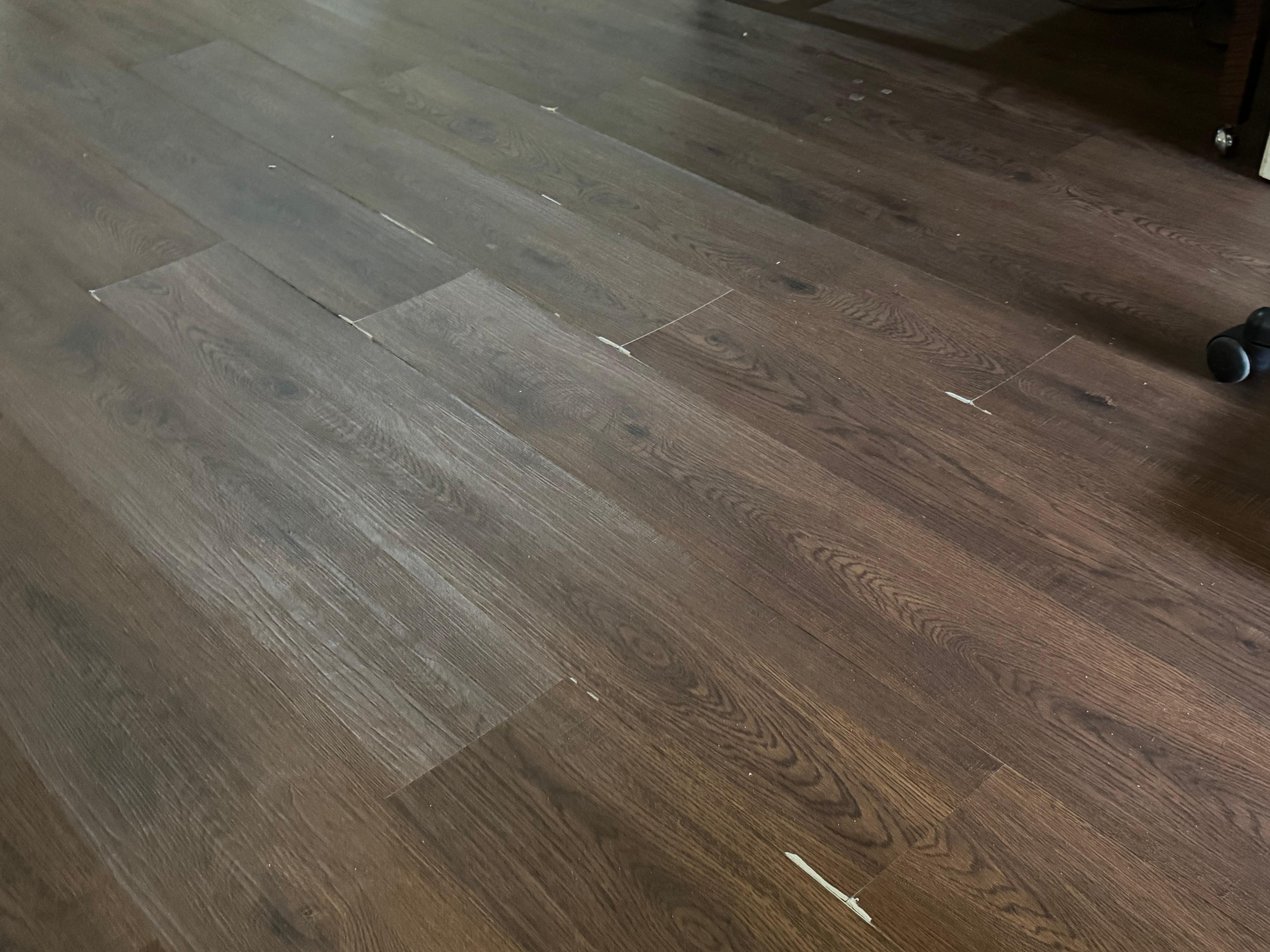 Floor head peeling up with dangerous corners.