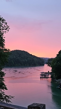 Our view from the upper balcony on a raining night!