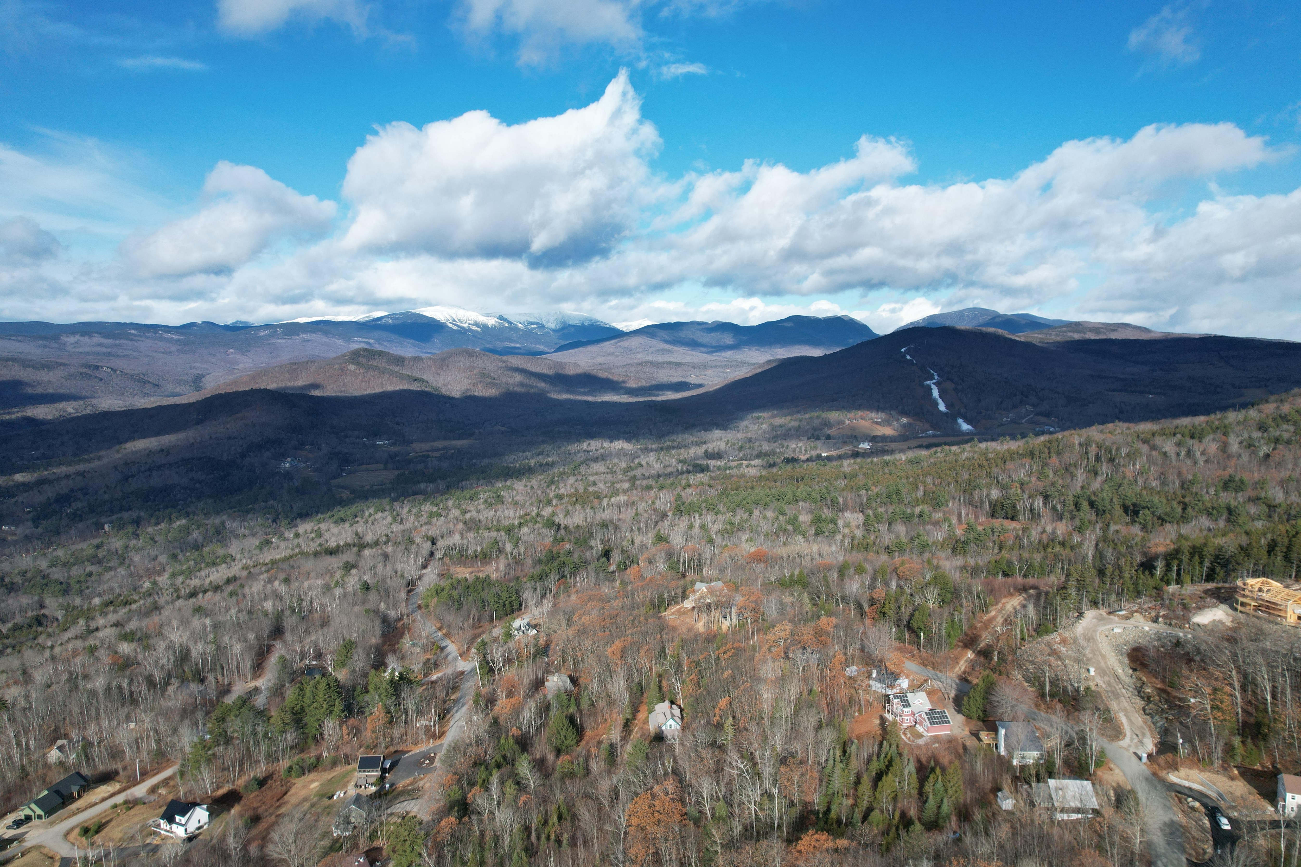 Drone picture directly above the properly of Mount Washington and the nearby Black Mountain Ski Resort.