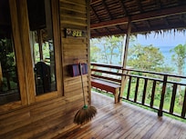 The walkway to our chalet with the view.