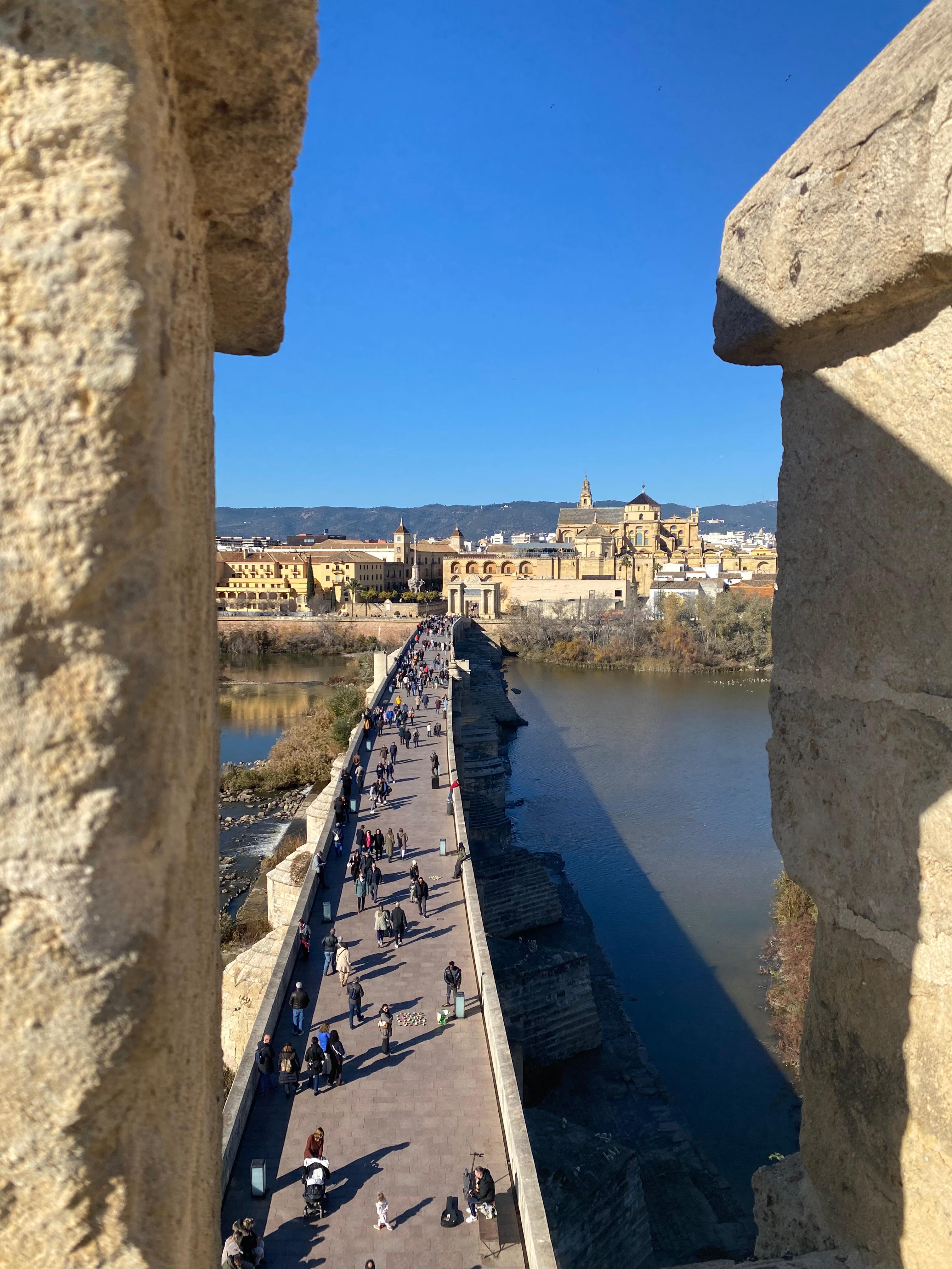 Looking back at the hotel from the bridge 