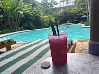 Free pina colada by the pool!