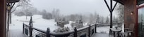 Panoramic view from front porch during January 2026 winter storm.
